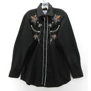 VINTAGE Miller Western Shirt Medium Smile Pocket Pearl Snap Rockabilly